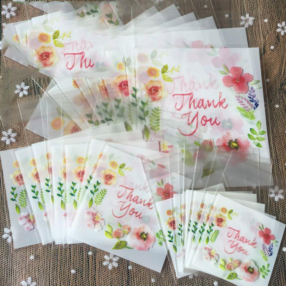 100pcs   4 Sizes New Plastic Wedding Favors Cookie Package Thank You Candy Bag Self-Adhesive