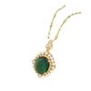Emerald Necklace Female Ethnic Style Vintage Versatile Inlaid Pearl Pendant Clavicle Chain Accessories