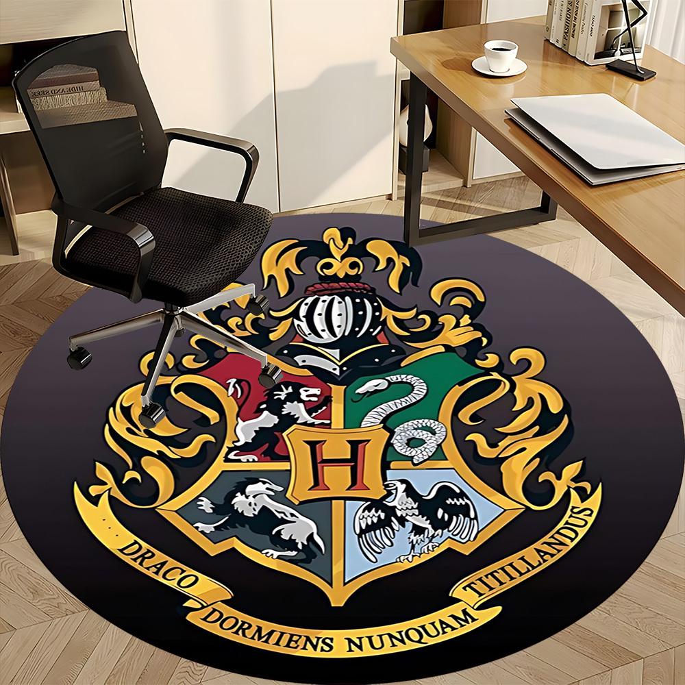 1pz Tappeto Stemma di Hogwarts, Tondo Antiscivolo Durevole Grande Dimensioni Tappeto da Ufficio, Adatto per Ufficio, Bella Decorazione