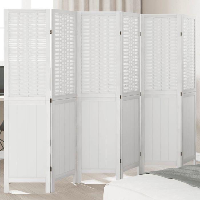 VidaXL Cloison de Séparation 6 Panneaux, Séparateur de Pièce, Écran d'Intimité, Paravent de Salon Chambre, Blanc Bois de 358729