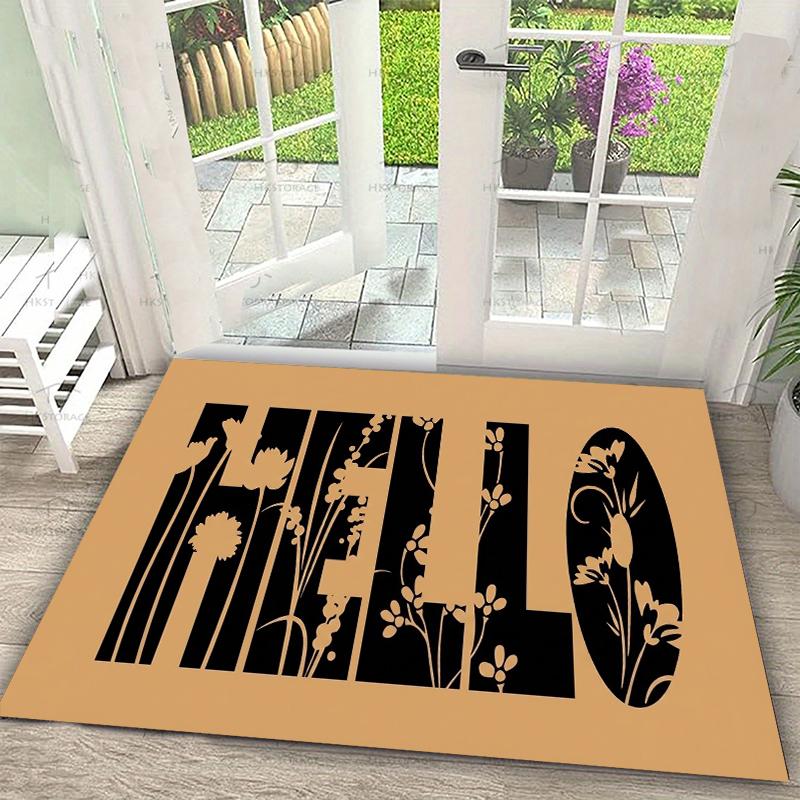 

Floral HELLO Rug Modern Minimalist Entryway Doormat NonSlip Easy Clean Stylish Decor Carpet for Living Room Bedroom Pet Friendly 40X60cm