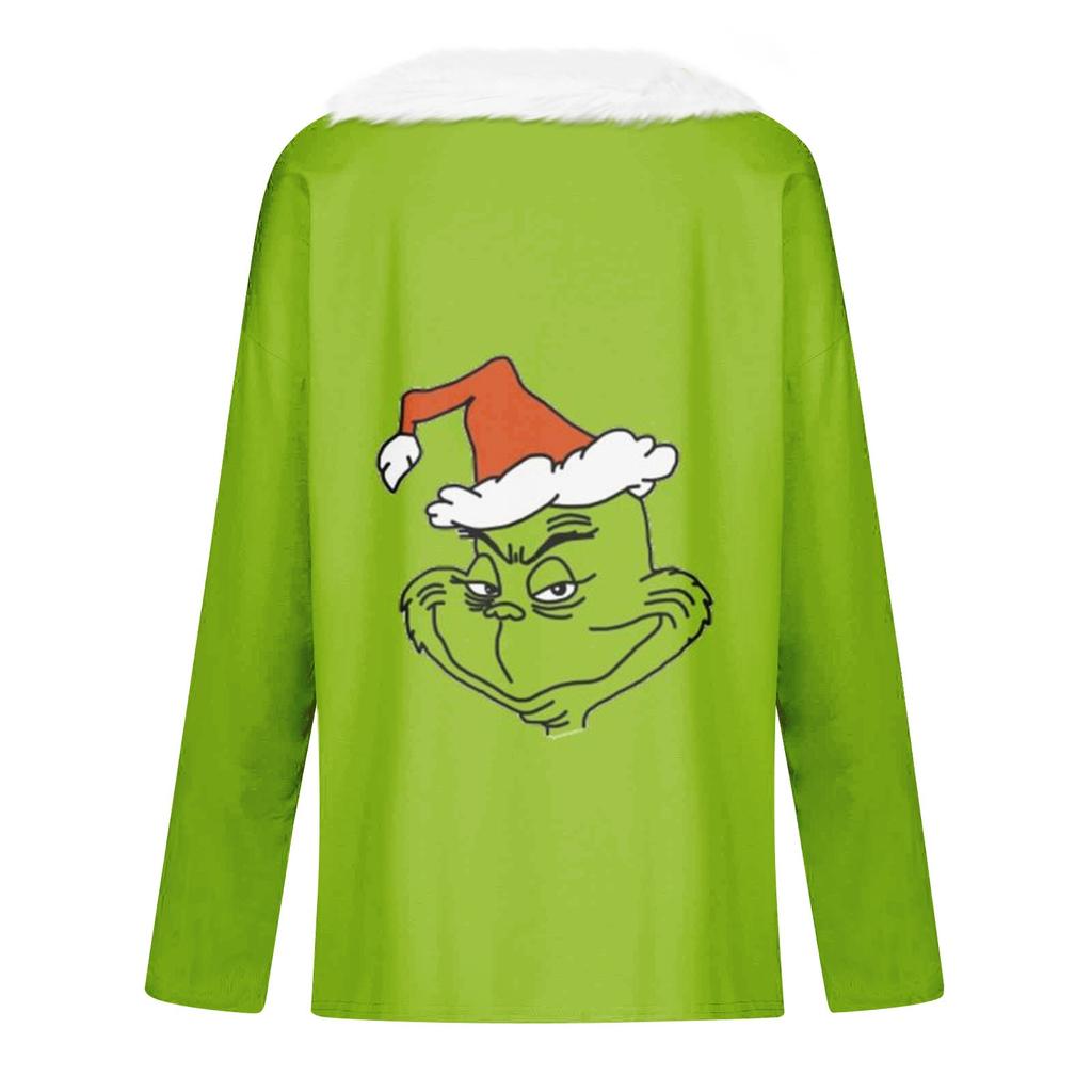 Women's T Shirt Tee Christmas Shirt Long Sleeve Party Christmas Fleece Collar V Neck Top