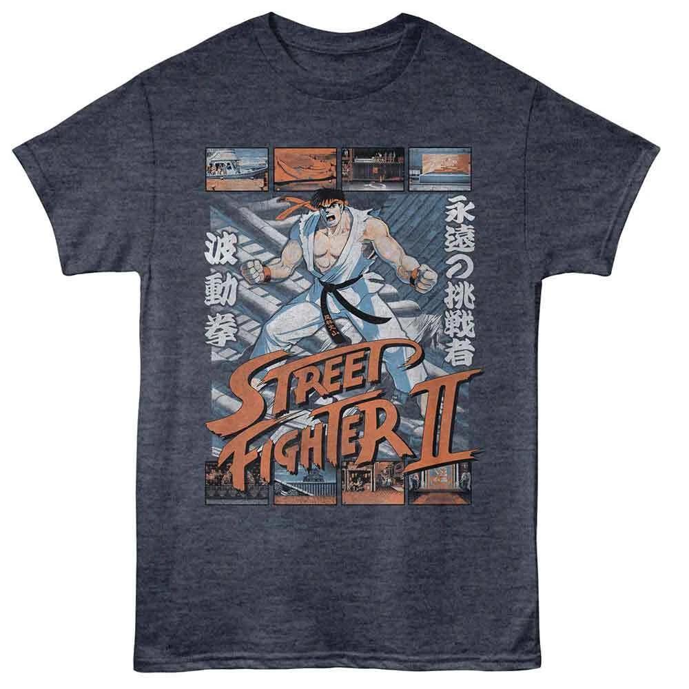 Street Fighter - Ryu Various Game Scenes - American Classics - Navy Heather Adul 160