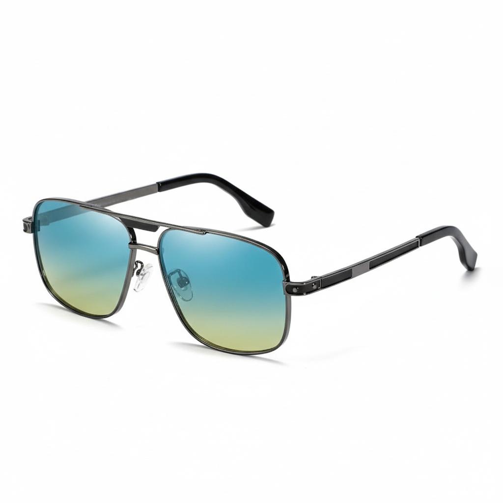 

New Man Fashion Trend Pilot Double-barrel Eyeglass Frame, Uv-protective Polarized Sunglasses7722 зелёный
