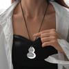 Stylish Functional Gourd Comb Shaped Necklace High Glossy Stainless Steel Adjustable Black String Flexible Fashion