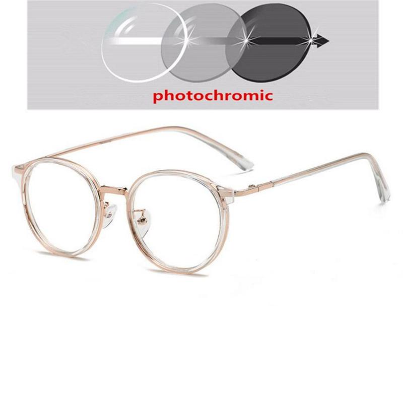 Blue Light Blocking Women Oval Prescription Glasses For The Nearsighted Metal Student Minus Diopte Eyeglasses 0 -0.5 -0.75 To -6