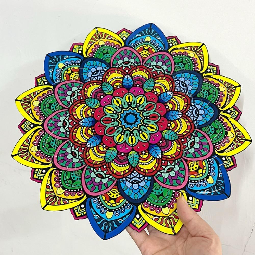 12 Inch Foldable Wind Spinner 3D Mandala Hanging Decor Rotating Wind Chime Balcony Decor