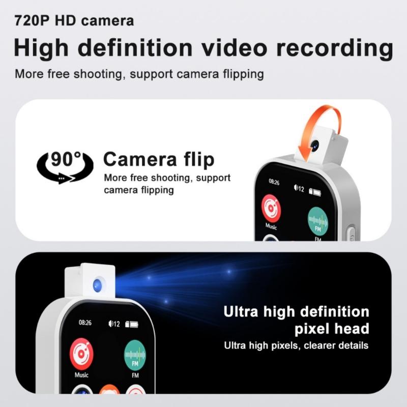 Multifunctional MP4 Player 180° Rotating Lens Frequency Radio Recording Radio 5.3 Touch Display Cable Support
