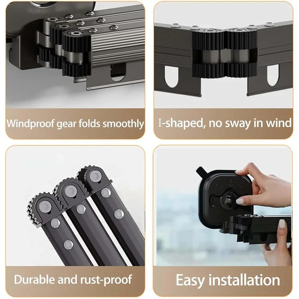 Stainless Steel Wall Mounted Folding Retractable Drying Rack 360° for Laundry Room,Balcony,Dorm,No-hole suction cup Drying Rack