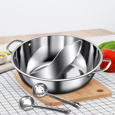 Shabu Pot with Divider Divided Hotpot Pan Cooking Utensil Chinese Stainless Steel Double Flavor for