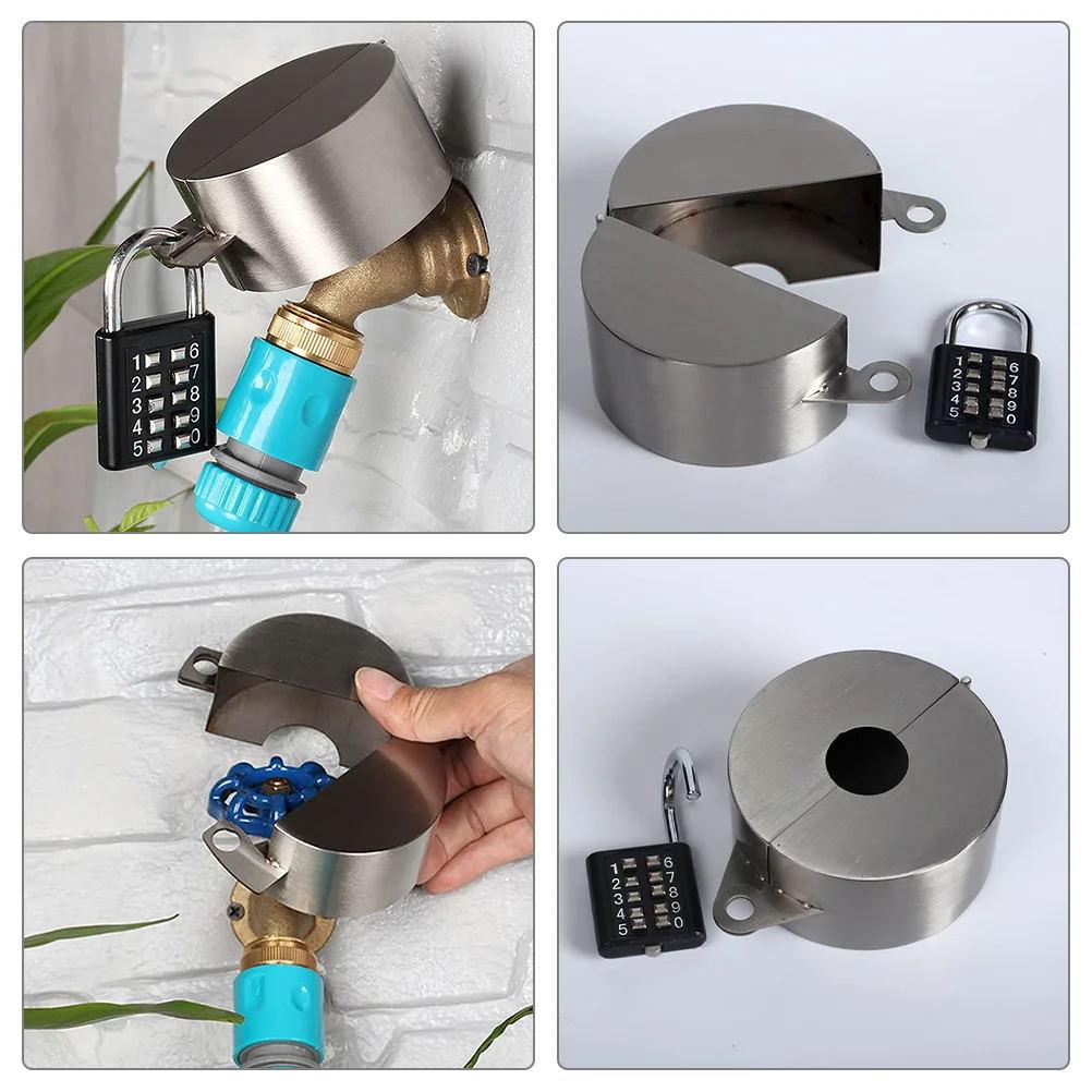 Outdoor Garden Protection Faucet Padlock Outdoor Faucet Lock Cover Stainless Steel Faucet Lock Set Anti-theft Safety