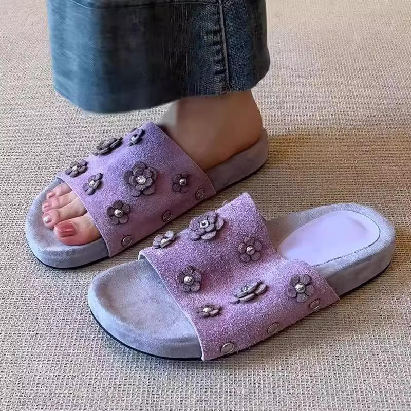 Sheepskin Version~ Fashion Open-toed Cool Slippers Women's 2025 Summer New Thick-soled Outer Wear Anti-velvet Versatile Slippers