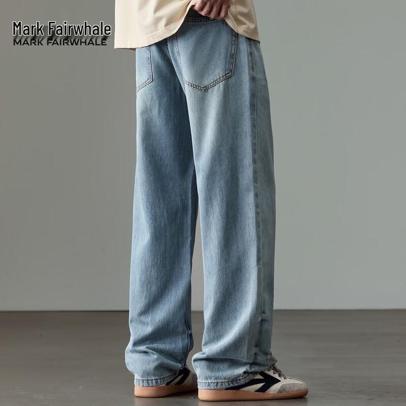 Mark Fairwhale Men's Breathable Tencel Blend Loose Straight-Leg Jeans