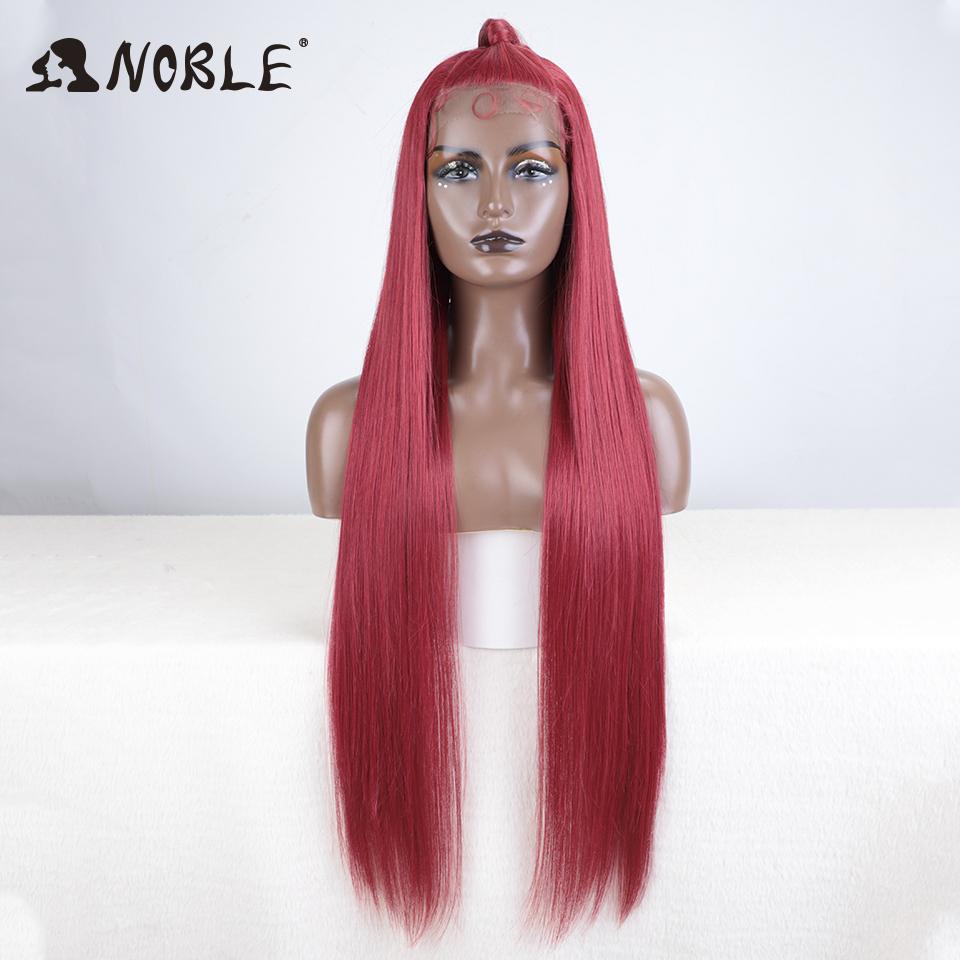 

Noble 13x4 Lace Front Wig Synthetic 36 Inch Updo Ombre Brown Highlight Wig Long Straight Wigs For Women Lace Wig Cosplay Wigs (as the picture,150%&36inches&13X4 With Bang)