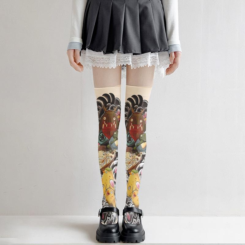Fashion tattoo thigh socks, printed stockings, Loli girls, Japanese sexy stockings, slim models, multiple sizes