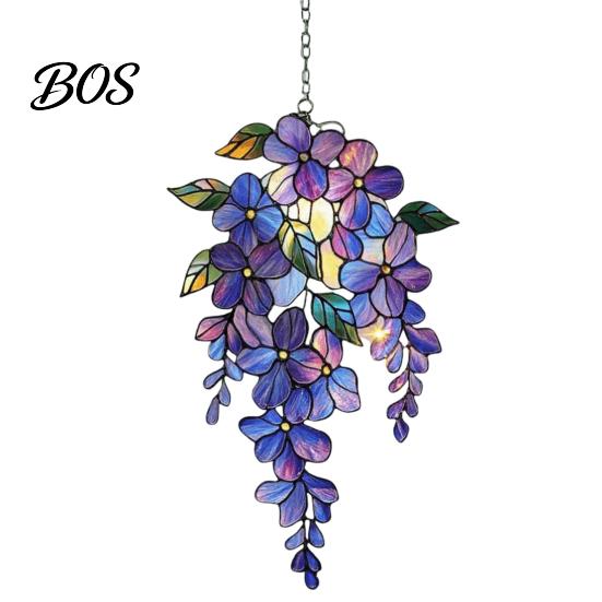 Home Decoration Accessory Wisteria Suncatcher, Acrylic Hanging Flower Branch Ornament, Stained Glass Style Floral Window Suncatcher Decor for Garden, 1pc