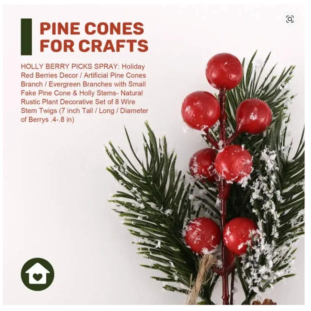 Snowflake Christmas Decoration Pine Cone Christmas Berry Lifelike Artificial Pine Branch Home