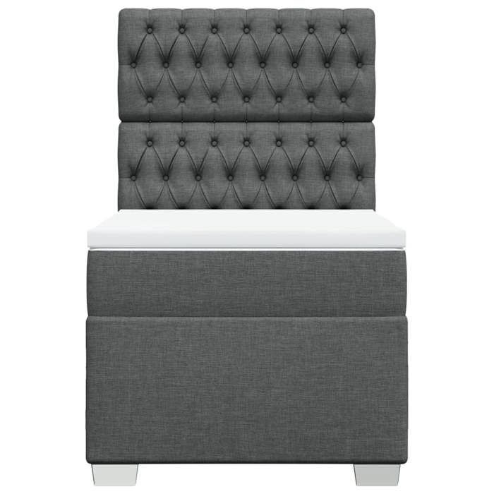 Maison Exclusive - Sommier à lattes de lit avec matelas Gris foncé 90x200 cm Tissu