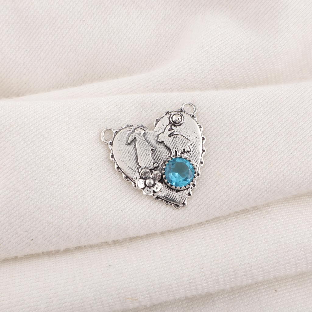 Schweizer Blautopas Anhänger Edelstein, 925 Massiv Sterlingsilber Anhänger Schmuck, Handgefertigter Anhänger, Silberschmuck zum Verschenken