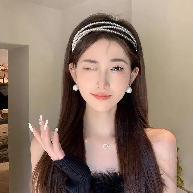 New Women Full Pearls Hair Bands Elegant Sweet Headband Simple Hair Hoop Head Band Korean Handmade Wedding Gift Hair Accessories