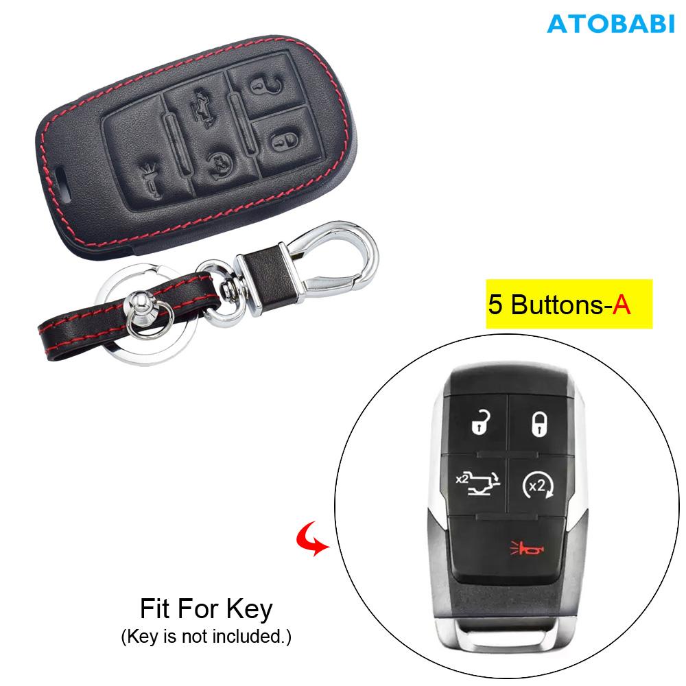 Leather Car Key Cover Smart Remote Control Fobs Shell Cases Auto Accessories For Dodge Ram 1500 Pickup