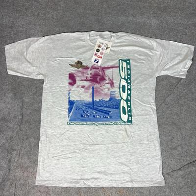 Vintage Indianapolis 500 Shirt Mens XL Gray Racing Logo 7 IndyCar Tee 90s