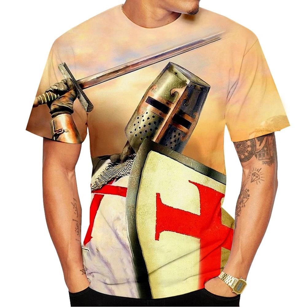 Retro Knights Templar Warrior United Kingdom British UK Britain England Muay Thai MMA Boxing T-shirt 3D Print Unisex Training Fitness Workout Sport