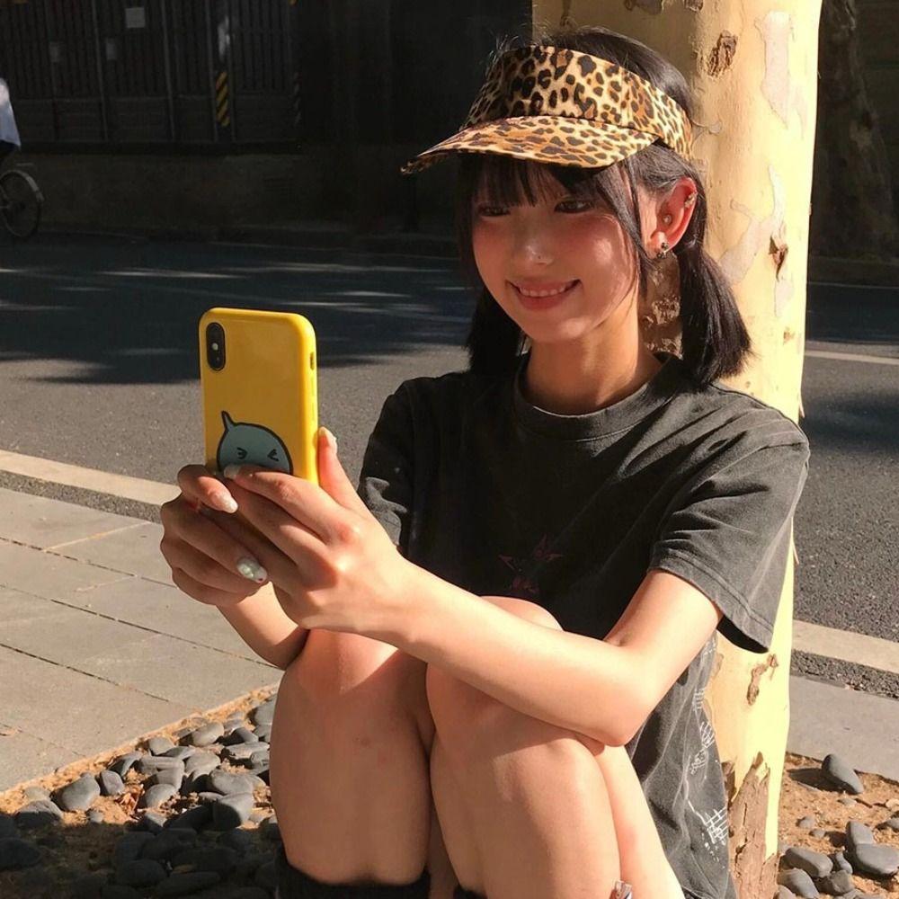 Empty Top Leopard Print Sun Hat Korean Style Women Sunshade Hat Sun Protection Hat  Ladies