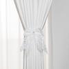 2Pcs Lace Bowknot Curtain Tiebacks, Bow Curtain Holdbacks with Pearls, Decorative Curtain Ties for Home Office Living Room Bedroom Wedding Party Decor