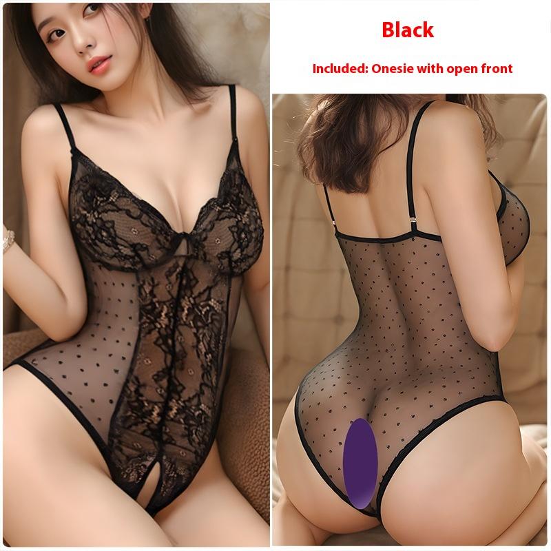 Sexy Lingerie Sexy Lace Seduction Onesie Women's Perspective Pajamas Set Open Crotch Free Bed Passion Dating