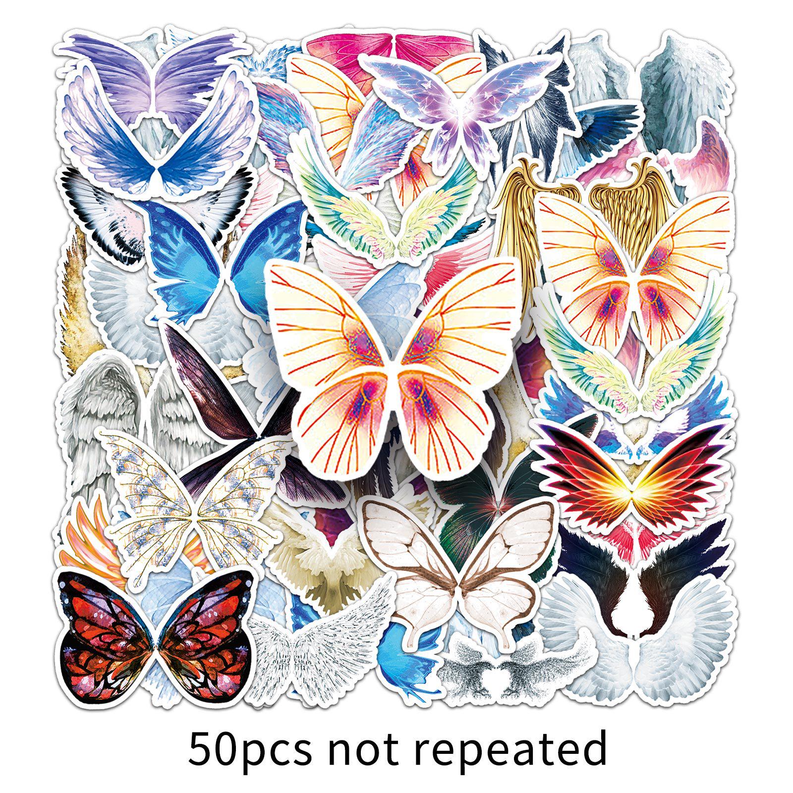 50 Original Cartoon-Style Wing Stickers: Hand-Painted, Non-Infringing DIY Journaling & Computer Stickers (50 Sheets)
