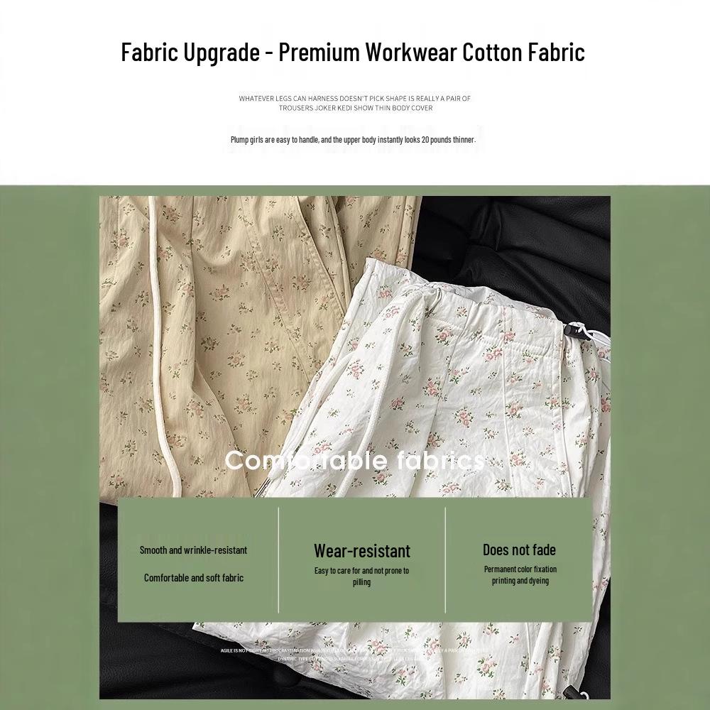 Damen High-Waist Hosen mit Blumenmuster und weitem Bein - Figurschmeichelndes Straight-Leg-Design für Frühling und Herbst