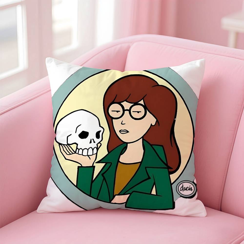 

LCartoon D-Daria Fashion Anime Pillow Case Anti-dustmite Pillowcase Invisible zipper silky short plush Sofa cushion cover 16x16Inch