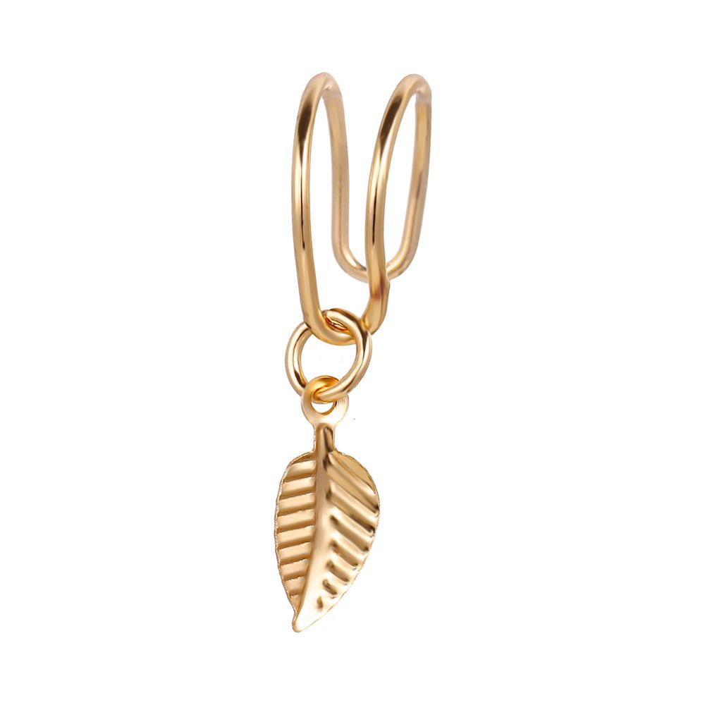 Personalized and Fashionable Cartilage Leaves, Double-layer Ear Studs Without Ear Holes, Ear Clips002