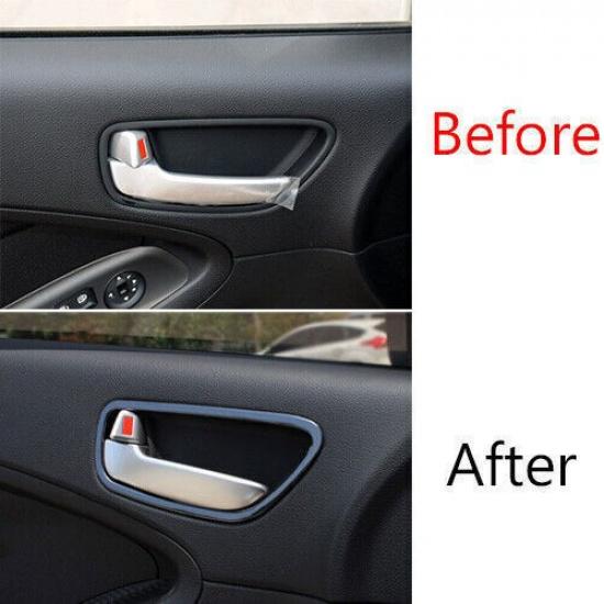 For Kia K3 Forte 2014-2018 Black Steel Car Inner Door Handle Frame Cover Trim 4*