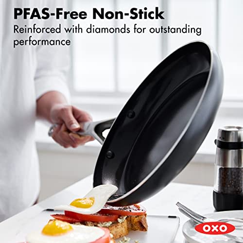 OXO Agility 10-inch Nonstick Frying Pan, Ceramic, PAS-Free, Non-Toxic, Induction Compatible, Suitable for All Countertops, Dishwasher Safe, Oven Safe,