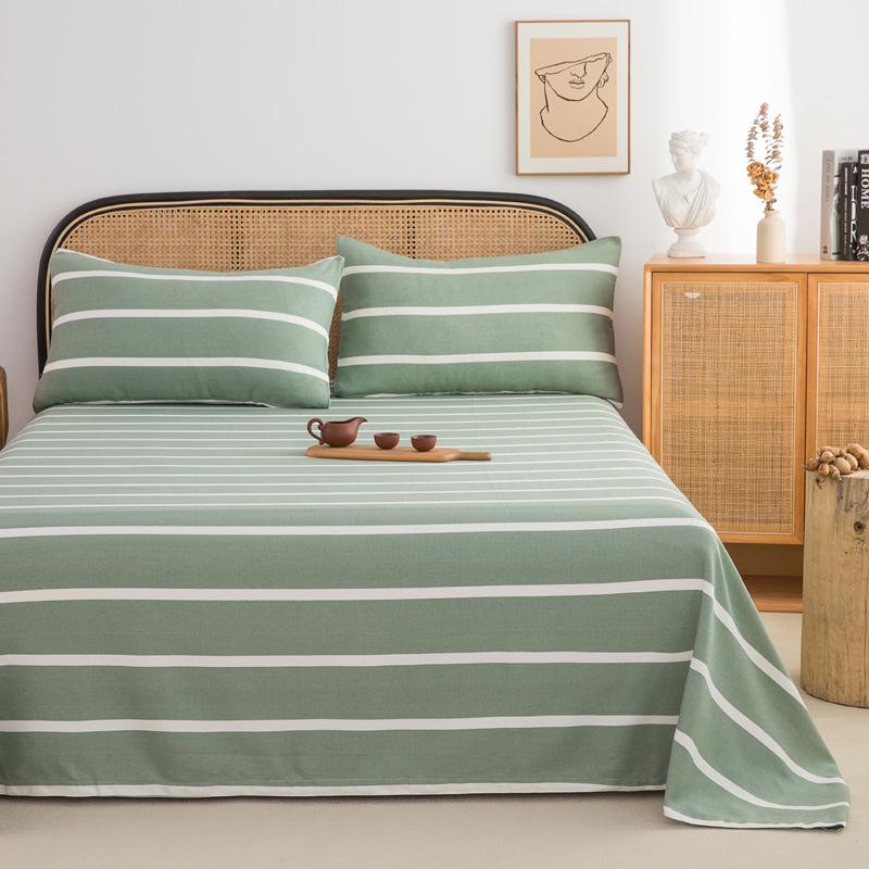 Wholesale 100% cotton old coarse cloth sheets pure cotton kang single three-piece set single piece soft mat student dormitory mat
