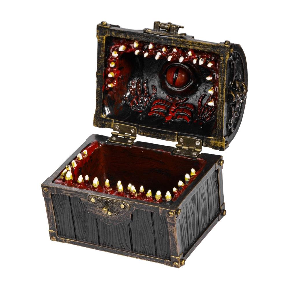 Retro Treasure Chest Creative Monster Magic Box Resin Vintage Stash Box Secret Storage with Lock Dice Holder for Home Decoration