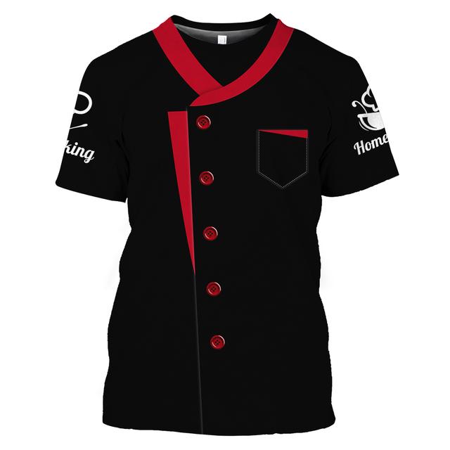 

Футболка шеф-повара, искусственный костюм, футболка с принтом повара, летняя быстросохнущая забавная униформа, большой топ с короткими рукавами, мужские футболки высокого качества с круглым вырезом L