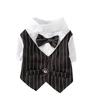 Herrlicher Hundemantel Umweltfreundliche Baumwolle Gestreifte Fliege Smoking Haustier-Outfit Hochzeitsanzug Formelles Hemd für Kleine Hunde Sommer
