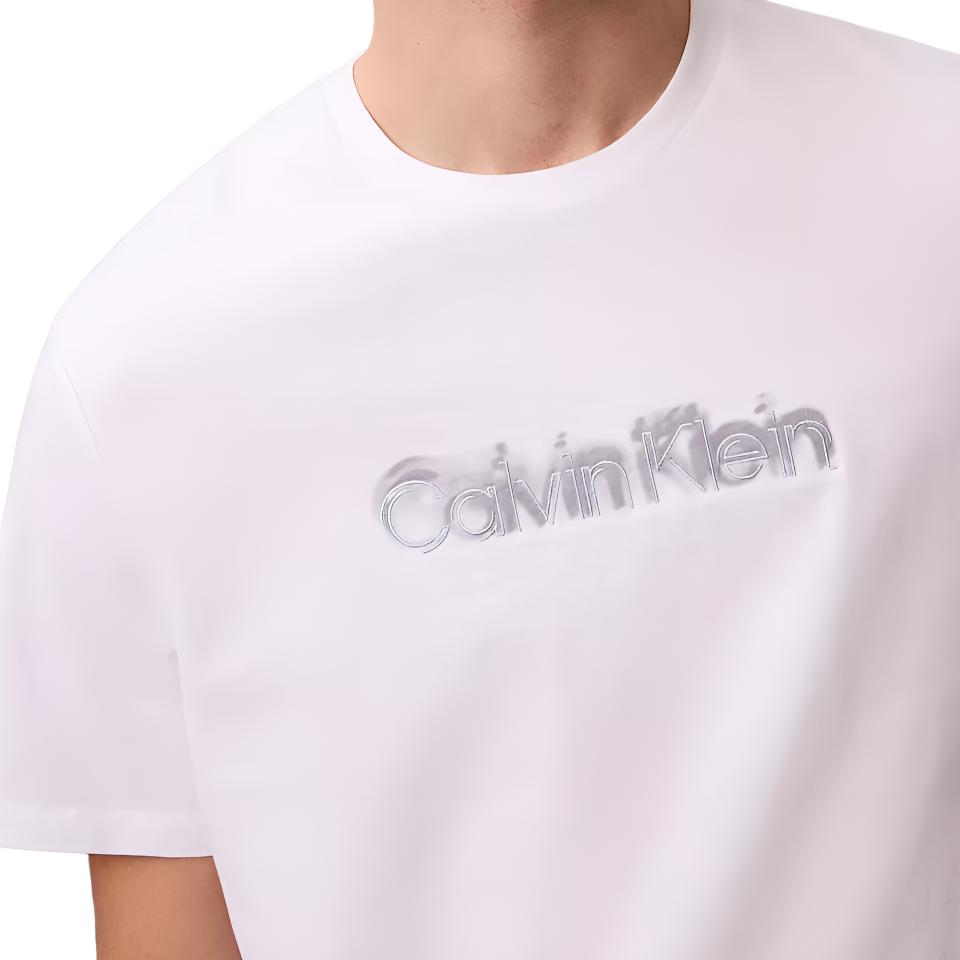 Calvin Klein Minimalist Comfortable Versatile Casual Spray Gun Logo Pattern Short Sleeve T-Shirt Men Tops Bright-White 4RB815G-110