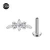 F136 Titan Marquise Blume Piercing Schmuck - Intern Gewindestecker für Ohr, Lippe, Nase, 1,2/1,0mm Dicke