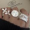 Xiaomi 925 Sterling Silver Rings for Women Couple Minimalist Handmade Simple Wide Flower Ring Set Party Jewelry Gift Prevent Allergy