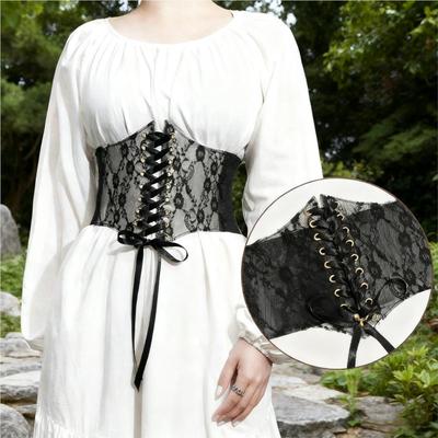 Corset Punk Black Wide Belts Slimming Body for Women Elastic High Waist Belt Female Cummerbunds Fashionable Lace-up Corset Belt