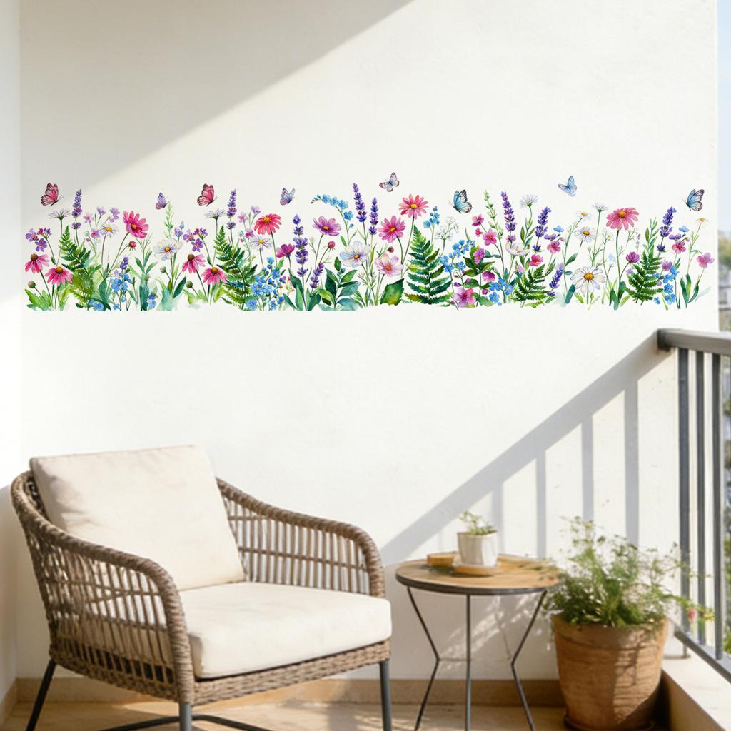 Fresh And Elegant Plant-themed Green Leaves, Flowers, And Butterflies Decorative Wall Stickers For Bedroom Bedside Tables And Cabinets.