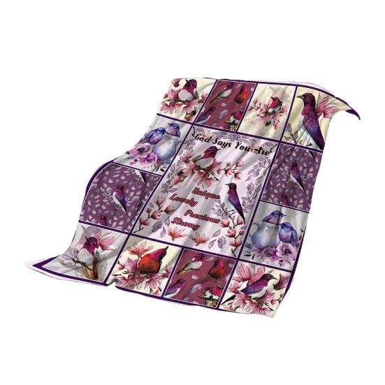 Flower And Bird Blanket Soft Flannel Hummingbird Throw Blanket Washable Cozy Floral Blanket for Adults Kids Couch Bed