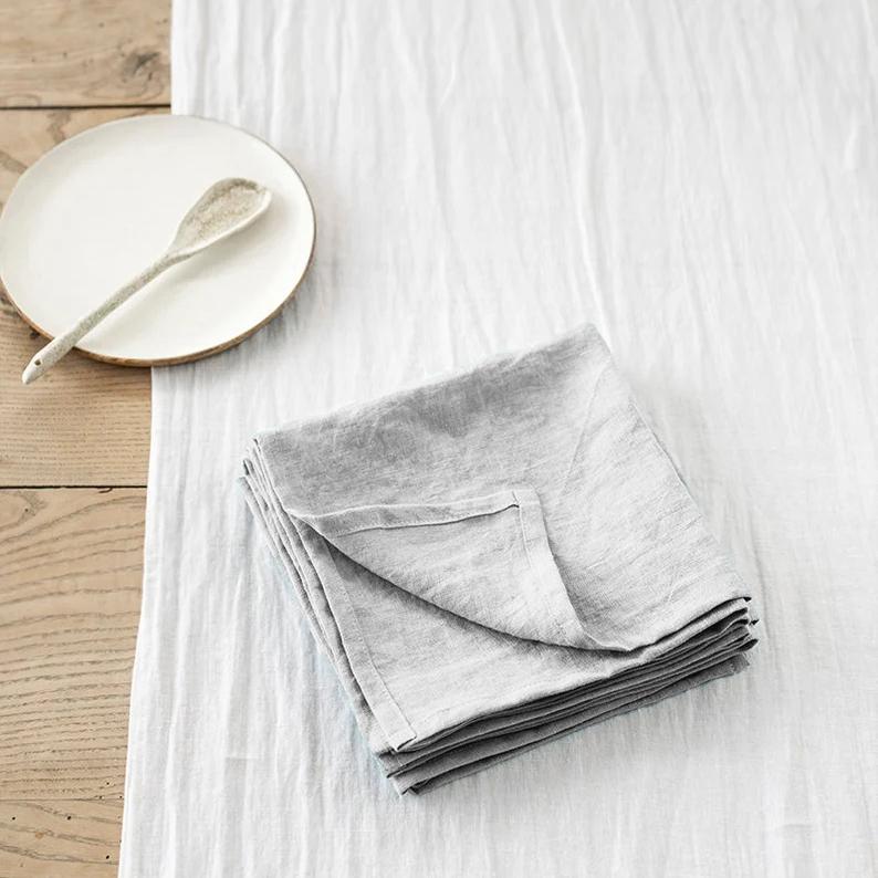 1 Pcs Linen Napkins 100% Flax Stonewashed Pure Linen 15.75 x 15.75 Inch Handcrafted Cloth Napkins Machine Washable