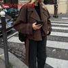 Female Short Style Coat With Notch Collar For Elegant Office Wear