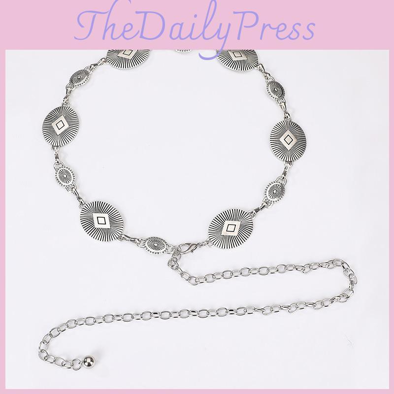 Womens Metal Waist Chain With Artistic Engraving For Multiseason Casual Wear