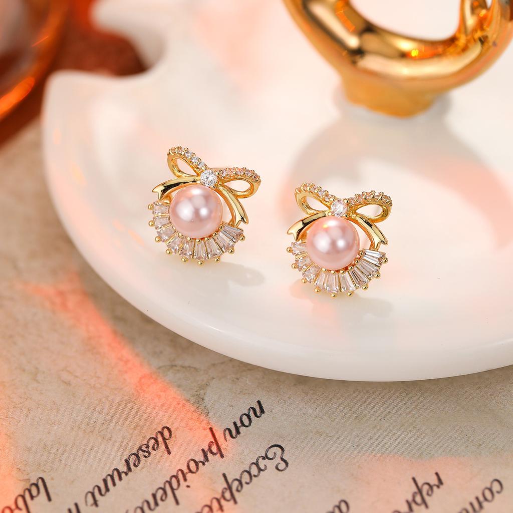 Premium Pearl Stud Earrings S925 Silver Needle Elegant Exquisite Earrings Retro Temperament Versatile Earrings